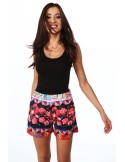 Women\'s short shorts with floral patterns, navy blue MP47112 - Online store - Boutique